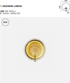 Aplica de perete LED cu sticla turnata Regatta 8W