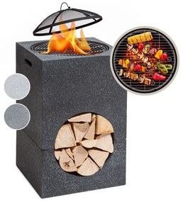 Blumfeldt Monolith, vatră cu grătar, MGO și carcasă din oțel, inclusiv protecție împotriva scânteilor