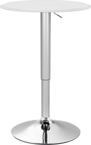 HOMCOM Masă de Bar Rotundă Ø63 cm, Reglabilă pe Înălțime 67-93 cm, cu Structură Metalică și Blat Rotativ 360°, Albă | Aosom Romania