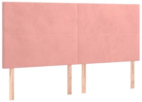Cadru de pat cu tablie, roz, 200x200 cm, catifea Roz, 200 x 200 cm, Design simplu