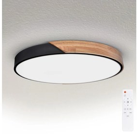 Brilagi - Plafonieră LED dimabilă PILANA LED/60W/230V stejar/negru Ø 58,5 cm + telecomandă