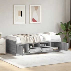 vidaXL Pat de zi cu sertare fără saltea, gri sonoma, 90x200 cm