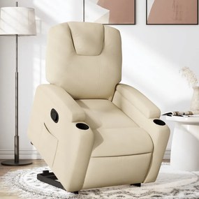vidaXL Fotoliu rabatabil cu ridicare pe verticală, crem, textil