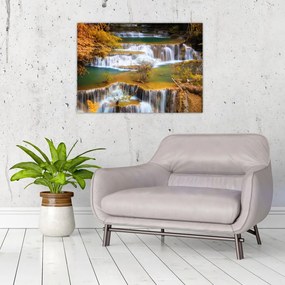 Tablou pe sticlă - Cascada Huay Mae Khamin, Thailanda (70x50 cm)
