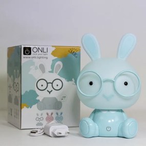 ONLI - Lampă de noapte reglabilă pentru copii PUPPIES LED/3W/230V 22 cm iepuraș/albastru