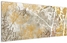 Tablou - Vintage perete cu flori (120x50 cm)