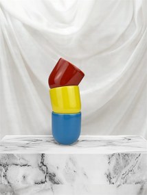 Set 3 Pahare Novum, Culorile Romaniei (Rosu, Galben, Albastru), 250ml, Gresie Ceramica Glazurata Manual