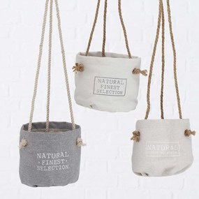 SUPORT GHIVECI FLORI SUSPENDABIL, D 16 CM, TEXTIL, ALB