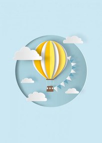 Tablou 3D Hot air Balloon - Yellow