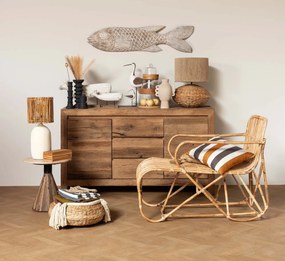 Comoda natur, din lemn de stejar, cu 3 sertare si 2 usi, aspect rustic, Newhill