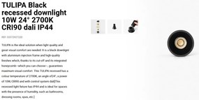 Spot LED incastrabil TULIPA Black recessed downlight 10W 24° 2700K CRI90 dali IP44