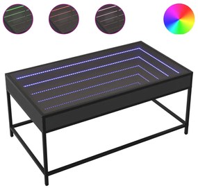 847687 vidaXL Măsuță de cafea cu LED infinity, negru, 90x50x41 cm