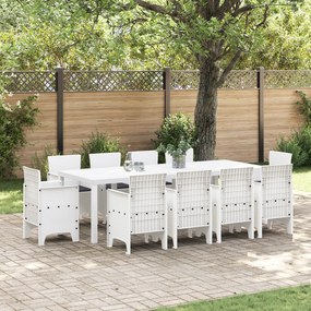 vidaXL Set dining grădină 11 pcs Alb 250 x 100 x 73 cm Poliratan