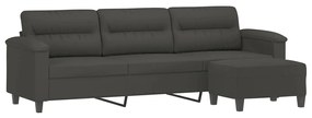 Canapea cu 3 locuri si taburet, gri inchis, 210 cm, microfibra Morke gra, 240 x 77 x 80 cm