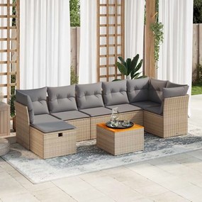 vidaXL Set canapele de grădină, 8 piese, cu perne, bej, poliratan