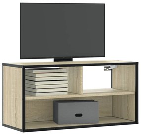 vidaXL Dulap TV, stejar sonoma, 80x31x39,5 cm, lemn prelucrat și metal
