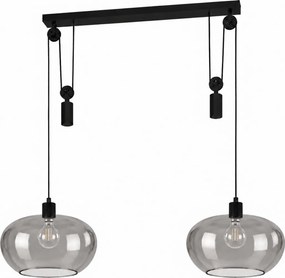 BRILAGI - lustră LED suspendată pe cablu RETRO GLASS 2xE27/40W/230V negru/gri fumuriu