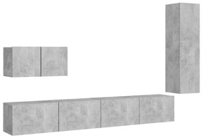 3079096 vidaXL Set de dulapuri TV, 4 buc., gri beton, lemn prelucrat