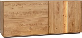 Comodă lemn masiv Aurora Iluminată Stejar, 185 × 43.5 × 79 cm