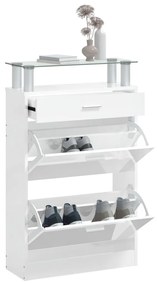 Pantofar, alb extralucios, 63x24x104 cm, lemn prelucrat