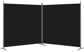 Paravan de cameră cu 2 panouri, negru, 348x180 cm, textil