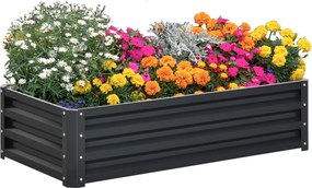 Outsunny Cadru de grădină dreptunghiular din tablă de oțel ondulată 120 x 60 x 30,5 cm gri | Aosom Romania