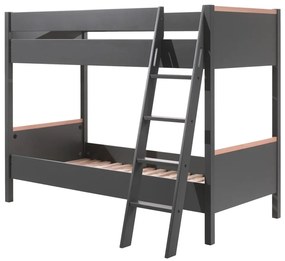 Pat supraetajat pentru copii Vipack London, 90 x 200 cm, gri închis