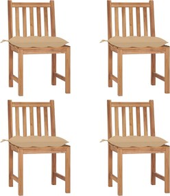 vidaXL Scaune de grădină cu perne, 4 buc., lemn masiv de tec