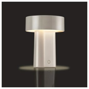 Veioză grej LED din plastic (înălțime 18 cm) Oblong – Zone