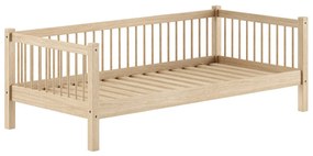 Pat Cabină Forrest Beech 90x200 cm, pentru Camera Copii, din Lemn de Fag, cu Sertar și Bară de Siguranță – Vipack