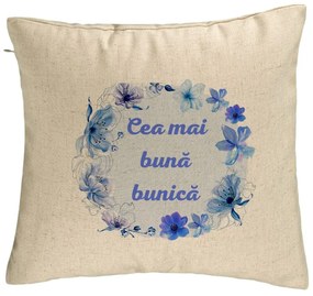 Perna Decorativa pentru Bunica 15, 40x40 cm, Bej, Husa Detasabila, Burduf