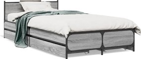 vidaXL Cadru de pat cu sertare gri sonoma 75x190 cm lemn prelucrat
