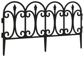 Borduri de gazon, 17 buc., negru, 10 m, PP