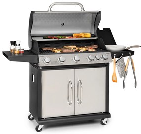 Tomahawk, grătar cu gaz, 5 arzătoare de 3,6 kW + arzător 2,7 kW, 80 x 43,5 cm, grătar din oțel inoxidabil
