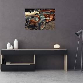 Tablou pe sticlă cu mașina maro (70x50 cm)