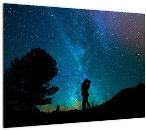 Tablou pe sticlă - Întâlnire sub stele (70x50 cm)