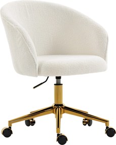 HOMCOM Scaun de birou, fotoliu de birou ergonomic reglabil pe înălțime, șezut pivotant, bază din oțel, crem | Aosom Romania