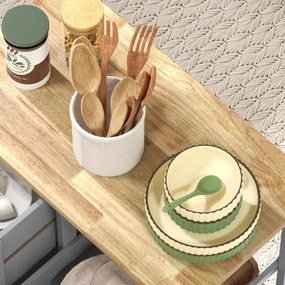 HOMCOM Carucior Auxiliar cu Roti Carucior de Bucatarie cu 3 Sertare 2 Rafturi Deschise si Tava Detasabila 67x37x85,5 cm Gri | Aosom Romania