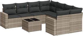 vidaXL Set canapele de grădină cu perne, 9 piese gri deschis poliratan