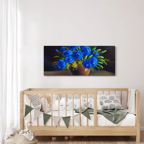 Tablou - Flori albastre în vază (120x50 cm)