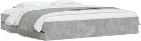 vidaXL Cadru de pat cu sertare, gri beton, 180x200 cm, lemn prelucrat
