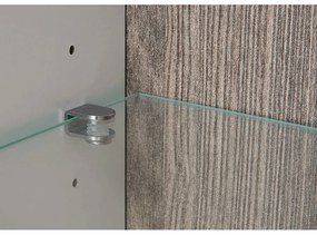Vitrină, albă extra luciu ridicat HG/stejar sonoma închis, model stânga, LYNATET TYP 01
