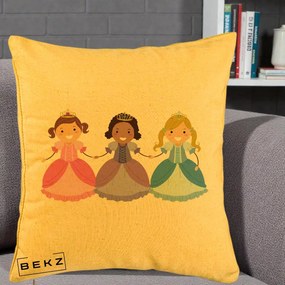 Perna Personalizata Printese Diverse Ilustratie, 40x40 cm, Galben, Husa Detasabila, Perna Inclusa, BEKZ®