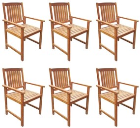 Set mobilier de exterior, 7 piese, lemn masiv de acacia Maro, 7