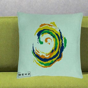 Perna Decorativa Vortex Abstract Colorat, 40x40 cm, Verde Menta, Husa Detasabila, Perna Inclusa, BEKZ®