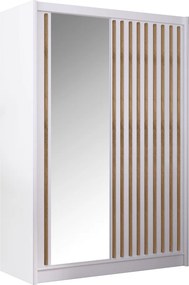 Dulap LADDER, alb/stejar craft, PAL melaminat/sticla, cu 2 usi, 150x61