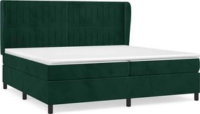 vidaXL Pat box spring cu saltea, verde închis, 200x200 cm, catifea