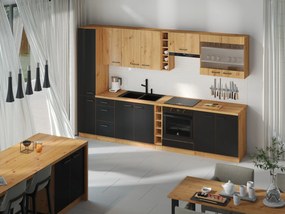 Bucătărie 315 cm Miraluna (Stejar artisan + Negru mat). 1062374