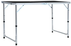 vidaXL Masă de camping pliabilă, gri, 120 x 60 cm, aluminiu