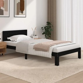 810489 vidaXL Cadru de pat, 100x200 cm, negru, lemn masiv de pin